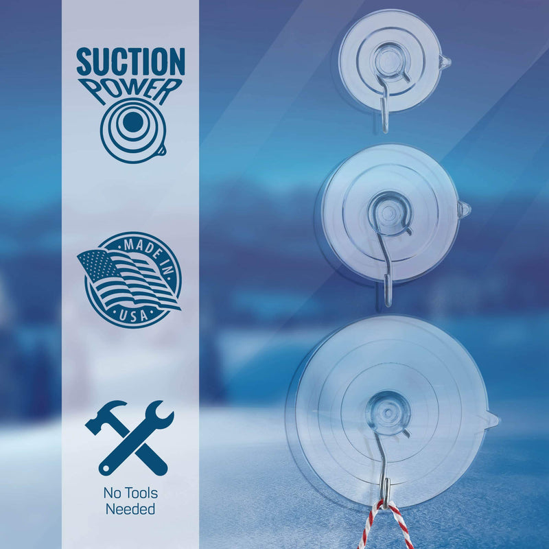  [AUSTRALIA] - All-Purpose Holiday suction cup hooks [10PK Combo Set] Powerful window suction cups with hooks Use To Hang On glass, Windows, Doors, Mirrors, Tiles. Set Includes: 2 Large, 4 Medium, 4 Small - USA Made 10 pack