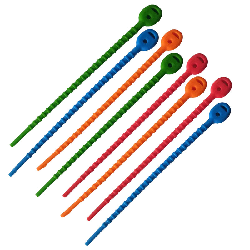  [AUSTRALIA] - Multi Purpose Silicone Zip Ties - 20 pcs - 6 inch Reusable Zip Ties - Releasable Zip Ties in Multi Color (Red, Blue, Green, Orange) - Ties for Home, Office from EcoSearene