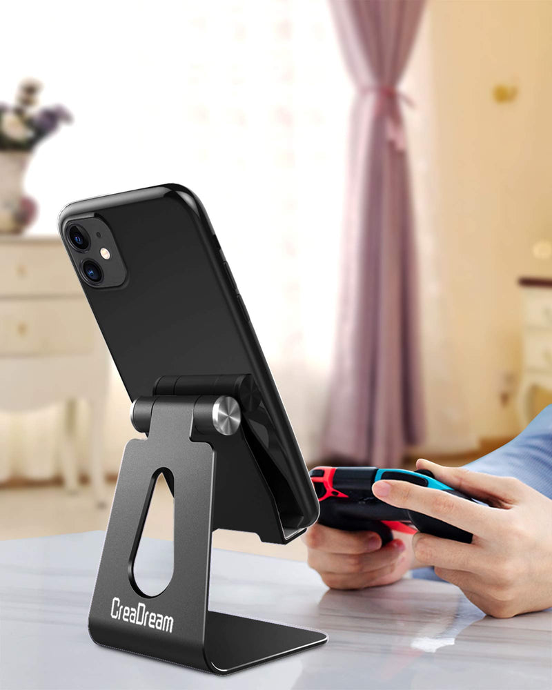  [AUSTRALIA] - Adjustable Cell Phone Stand, CreaDream Phone Stand, Cradle, Dock, Holder, Aluminum Desktop Stand Compatible with Phone Xs Max Xr 8 7 6 6s Plus SE Charging, Accessories Desk,All Mobile Phones-Black Black