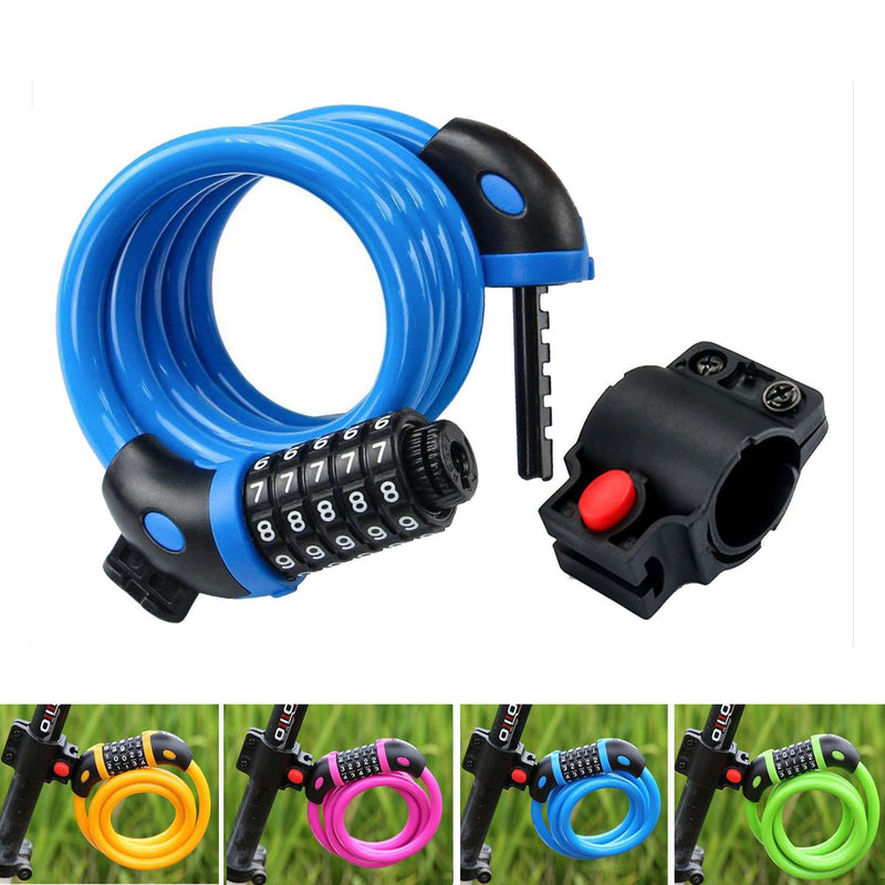 GoFriend Bike Lock High Security 5 Digit Resettable Combination Coiling Cable Lock Best for Bicycle Outdoors, 1.2mx12mm Blue - LeoForward Australia