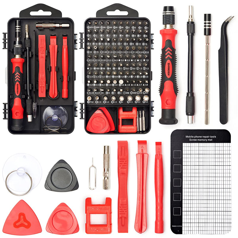  [AUSTRALIA] - SHARDEN Precision Screwdriver Set, 122 in 1 Electronics Magnetic Repair Tool Kit with Case for Repair Computer, iPhone, PC, Cellphone, Laptop, Nintendo, PS4, Game Console, Watch, Glasses etc (Red) Red