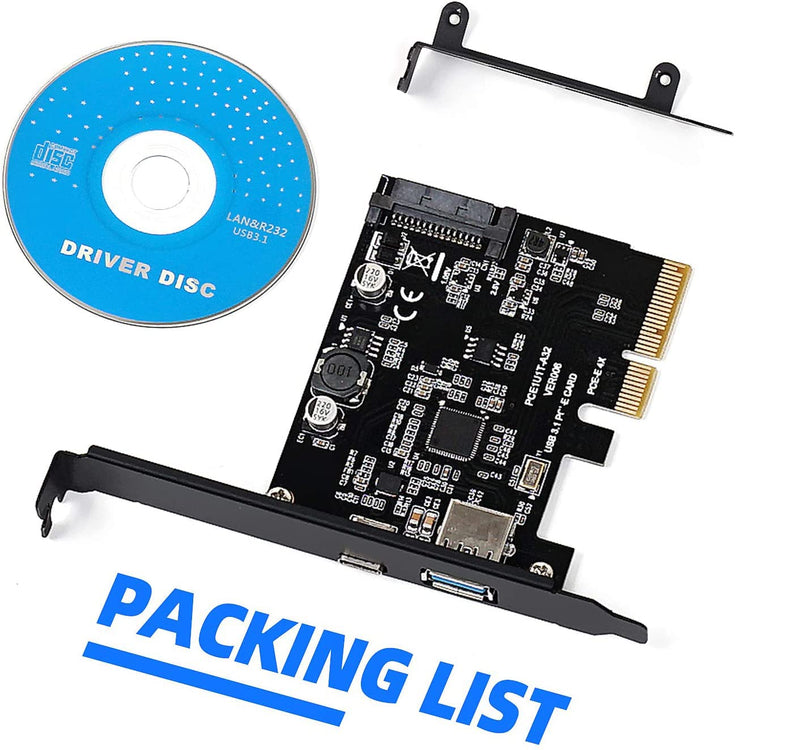  [AUSTRALIA] - BEYIMEI PCI-E Card 4X to USB 3.1 Gen 2 (10 Gbps) Type A+Type C Expansion Card Asmedia Chipset for Windows 7/8/10 Compatible Slot: PCIe x4, PCIe x8, PCIe x16 (Type A+Type C) Type A +Type C