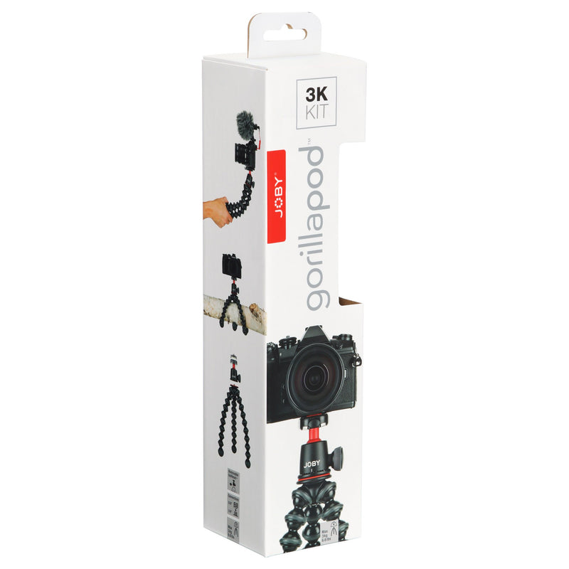 Joby JB01507 GorillaPod 3K Kit. Compact Tripod 3K Stand and Ballhead 3K for Compact Mirrorless Cameras or Devices up to 3K (6.6lbs). Black/Charcoal. - LeoForward Australia