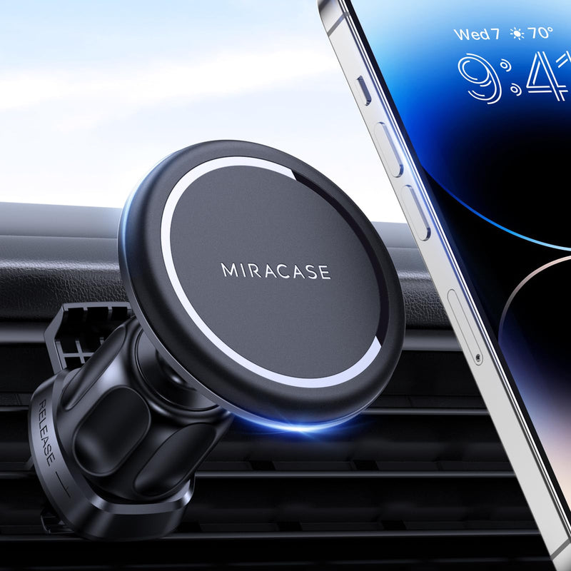  [AUSTRALIA] - [2023 New] Miracase for MagSafe Car Mount, Magnetic Phone Holder for Car Vent [Easy to Install] Hand Free Car Phone Holder Mount for iPhone 14 13 12 Pro Max Plus Mini Samsung Google and All Cell phone Black