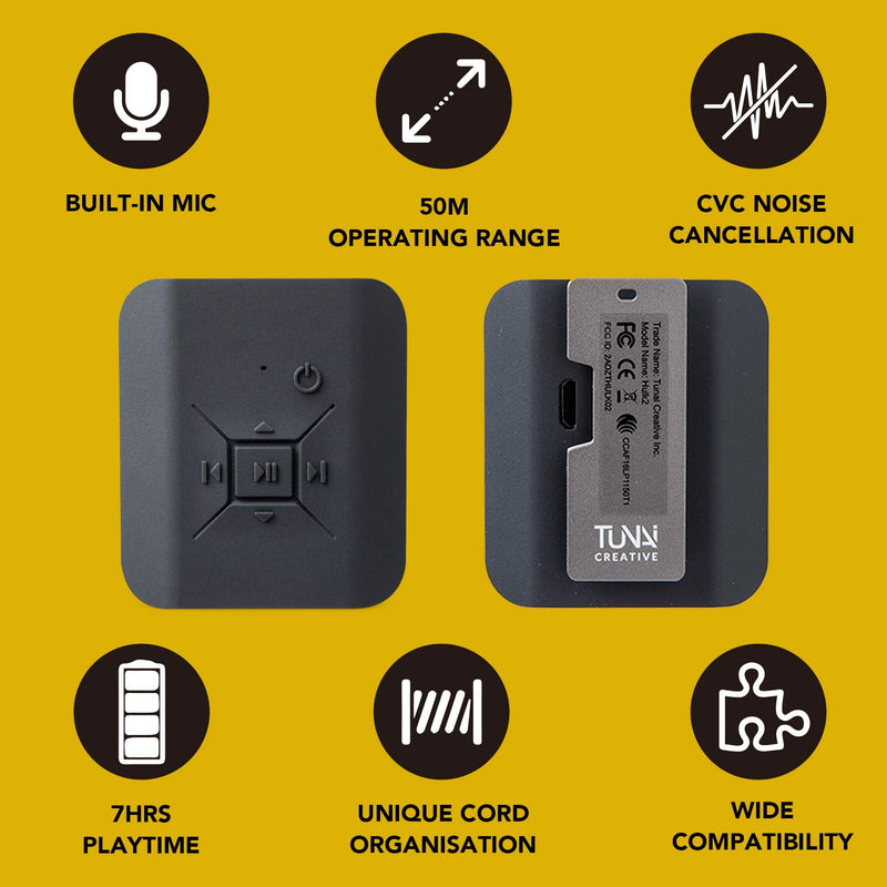 TUNAI Square Portable Bluetooth 5.0 USB DAC/Headphone Receiver Amplifier with aptX, aptX Low Latency, AAC, Discrete Cirrus Logic DAC, Low Noise Floor, Cord Management, Built-in Microphone - LeoForward Australia
