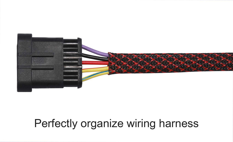  [AUSTRALIA] - 25ft - 1 inch PET Expandable Braided Sleeving – Blackred – Alex Tech braided cable sleeve 1"-25ft