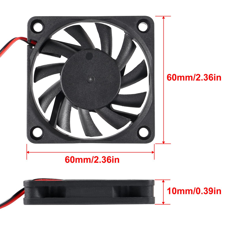  [AUSTRALIA] - UMLIFE 4-Pack 60mm x 60mm x 10mm 6010 12V Brushless DC Cooling Fan 2pin for DIY 3D Printer Extruder Humidifier