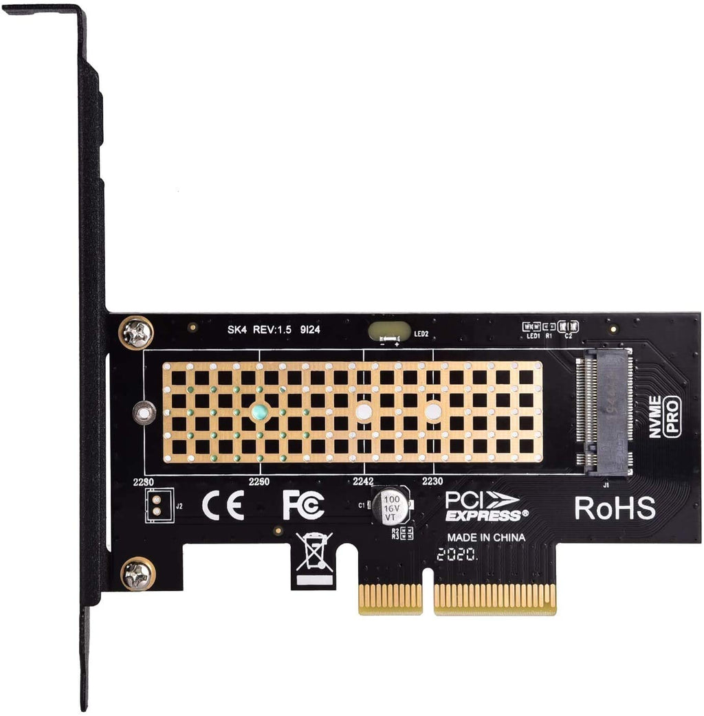  [AUSTRALIA] - M.2 NVME SSD to PCIe 4.0/3.0 x4 Adapter, M.2 2280 2260 2242 2230 SSD to PCIe 4.0/3.0 x4 Host Controller Adapter Card with Aluminum Heatsink for PC Desktop with Full Speed