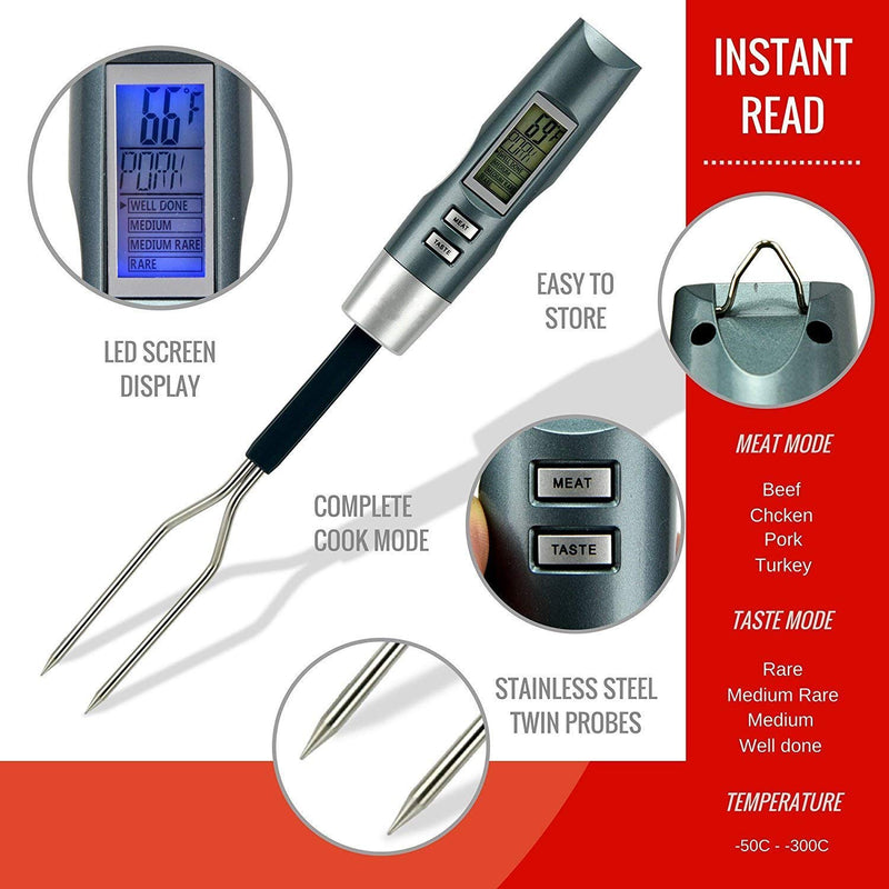  [AUSTRALIA] - Meat Thermometer Fork BBQ Fork with Thermometer Digital BBQ Fork Thermometer Digital Cooking Fork Instant Read Fork for Kitchen, Grilling, Smoker, Barbecue, Turkey