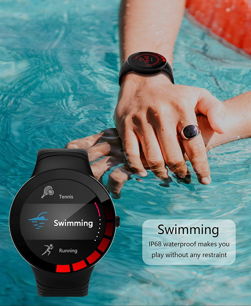  [AUSTRALIA] - Smart Watch for Men Fitness Tracker: IP68 Waterproof Smartwatch for Android iOS Phone Sport Running Digital Watches with Heart Rate Blood Pressure Sleep Monitor Step Counter 1.28 inch Touch Screen