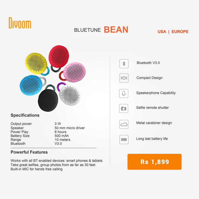Divoom Bluetune Bean bluetooth Speaker for Smartphones - Retail Packaging - Red Standard Packaging - LeoForward Australia