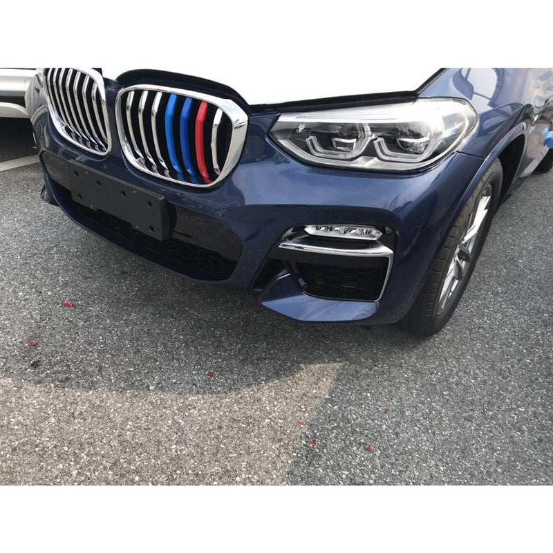  [AUSTRALIA] - Beautost Fit For BMW X3 Sport 2018 2019 2020 Front Corner Mesh Grill Molding Cover Trims Chrome