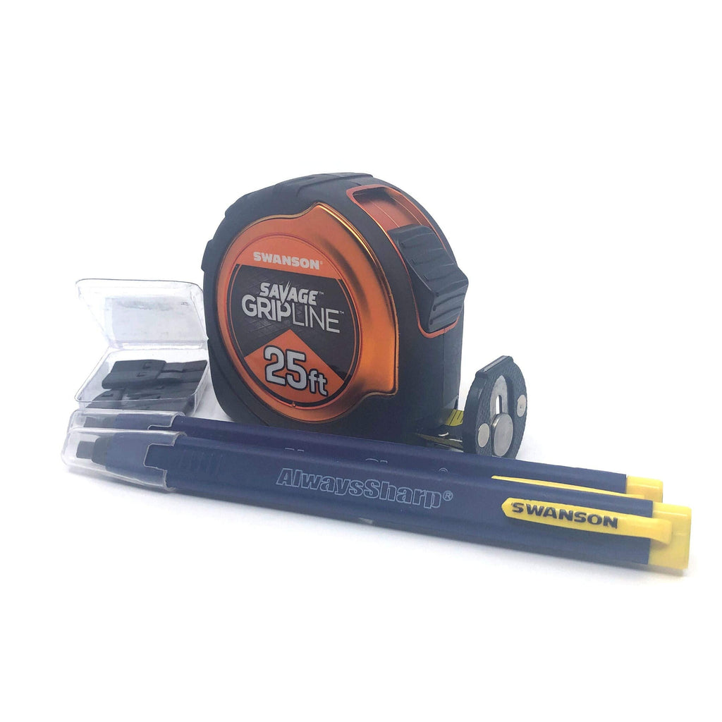  [AUSTRALIA] - Swanson Tool Co Value Pack featuring a 25 Ft Gripline Tape Measure and a Mechanical Pencil with Replacement Tips (SVGL25M1/CP216)