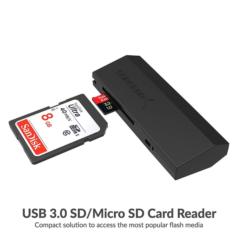  [AUSTRALIA] - Sabrent SuperSpeed 2-Slot USB 3.0 Flash Memory Card Reader for Windows, Mac, Linux, and Certain Android Systems - Supports SD, SDHC, SDXC, MMC/MicroSD, T-Flash [Black] (CR-UMSS) 2-Slot USB A