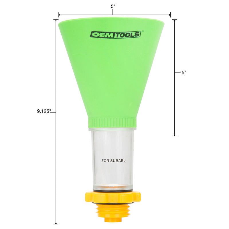  [AUSTRALIA] - OEM TOOLS 87023 Direct Fit, No Spill Oil Funnel for Subaru Vehicles | No-Spill Design – Funnel Screws Directly into Filler Neck | Time Saving Oil Change Tool |Hard-to-Miss Green Color