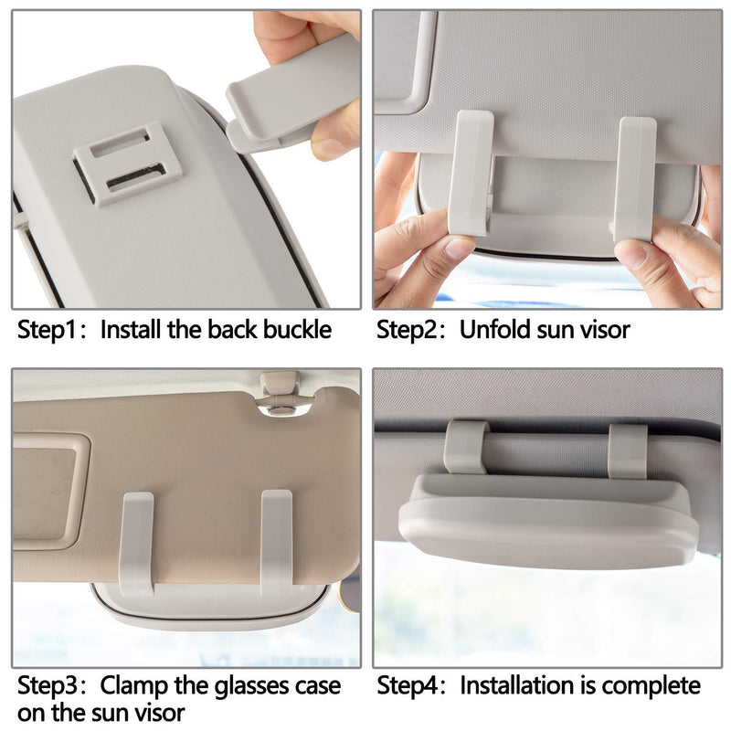  [AUSTRALIA] - Homesprit Car Sun Visor Glasses Case Holder Clip with Magnetic Closure and Double Snap Clip Design (Gray) Gray