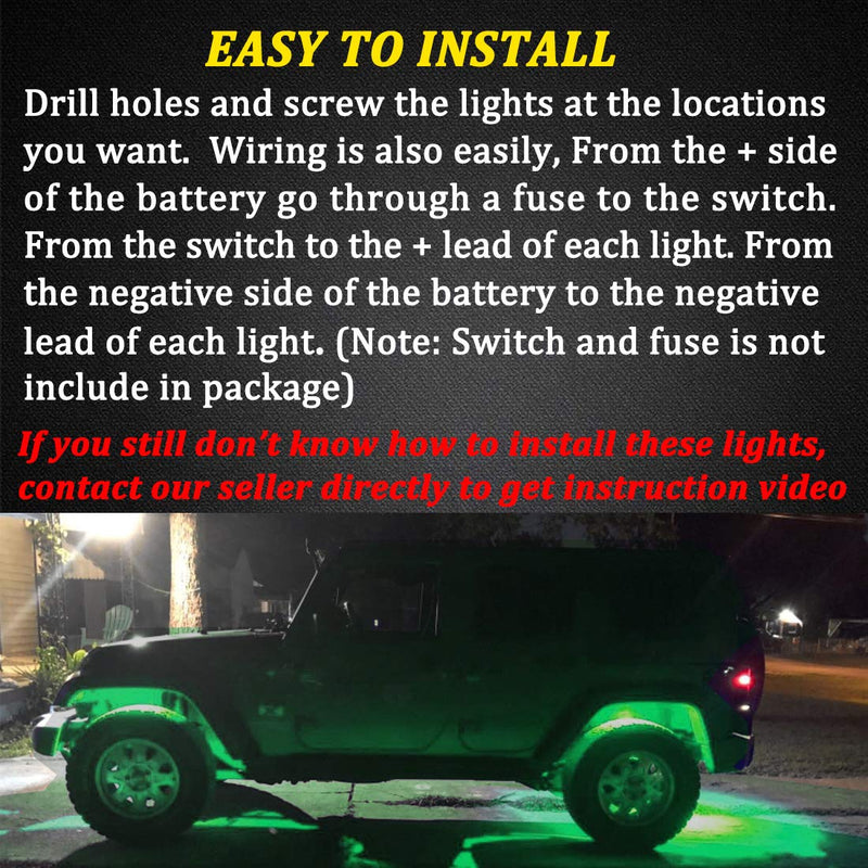 Botepon 8Pcs Led Rock Lights, Strip Lights, Wheel Well Lights, Led Underglow Lights for Trucks, Golf Cart, Jeep Wrangler, RZR, Offroad, F150, F250, Snowmobile (Green) Green - LeoForward Australia