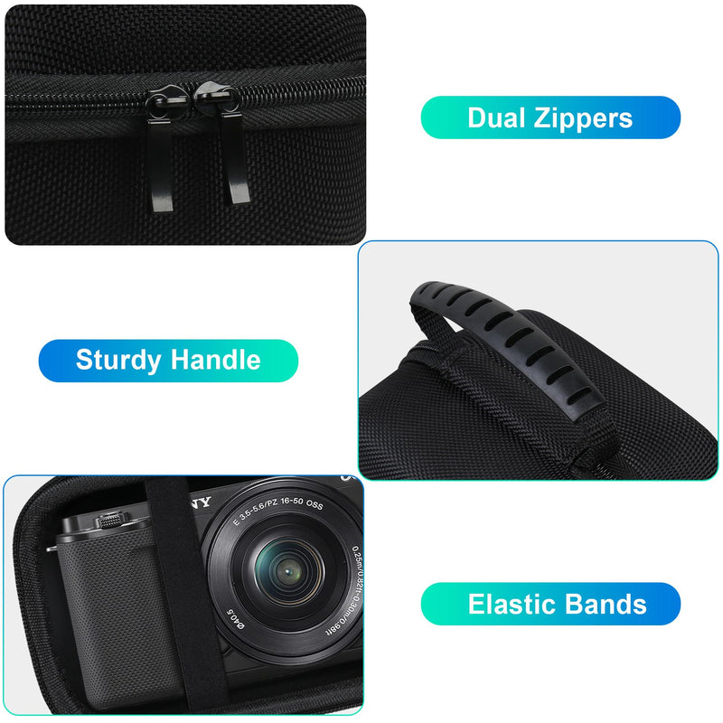  [AUSTRALIA] - BOVKE Travel Carrying Case Compatible with Sony Alpha ZV-E10 - APS-C Mirrorless Digital Vlog Camera with 16-50mm Interchangeable Lens, Black