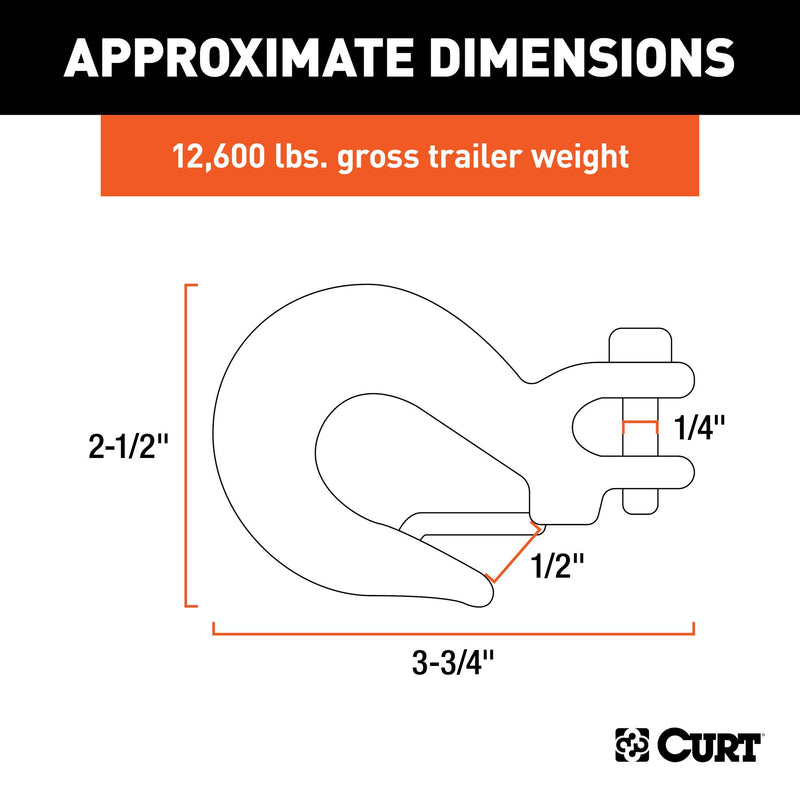  [AUSTRALIA] - CURT 81940 1/4-Inch Forged Steel Clevis Hook with Safety Latch 12,600 lbs., 1/2-Inch Opening