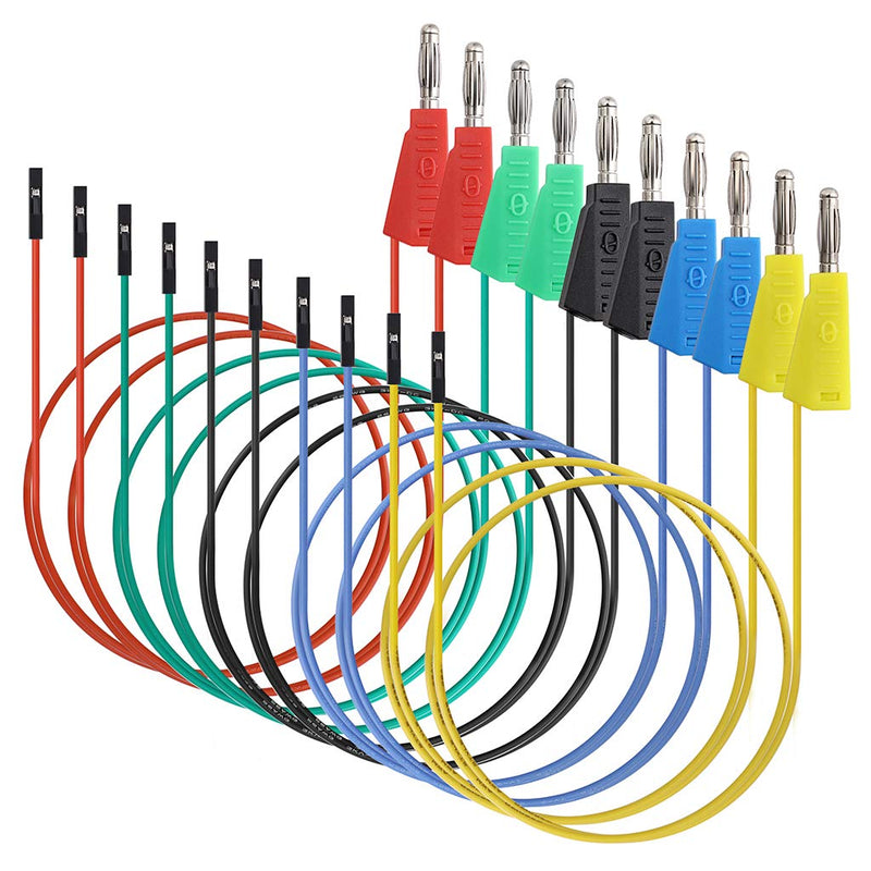  [AUSTRALIA] - Sumnacon 10 Pcs Stackable Banana Plug to Female Jumper Wire - 26 AWG Binding Post to Solderless Breadboard Jumper Wire, Soft Silicone Flexible Wire Leads for Electrical Testingrical Testing