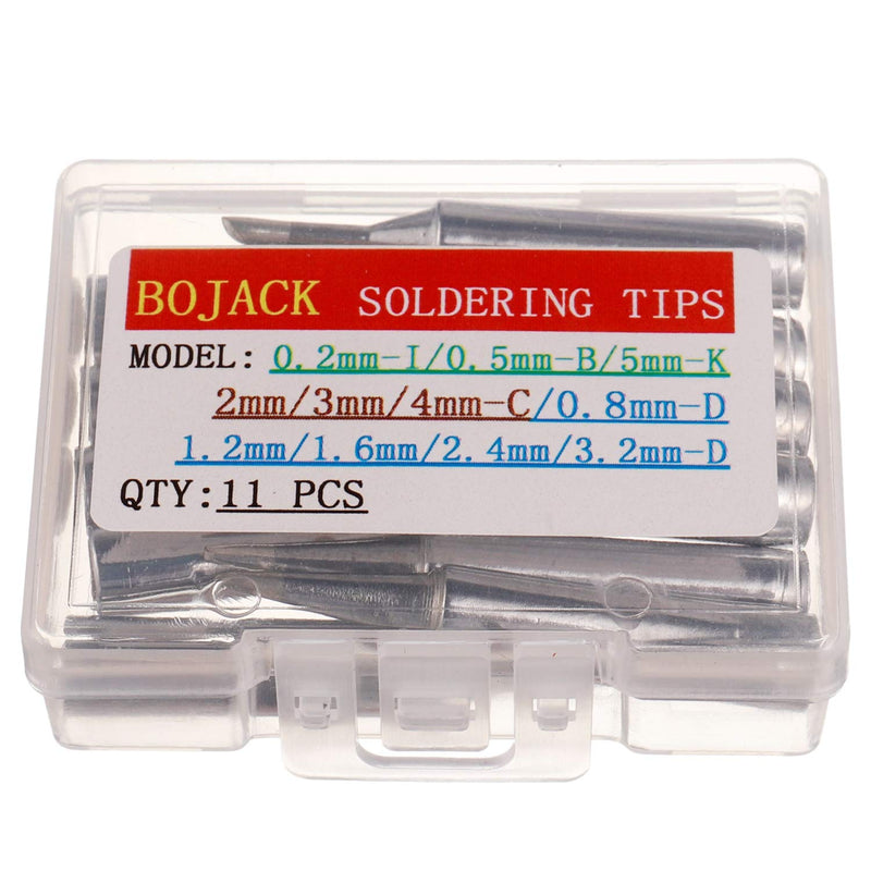  [AUSTRALIA] - Bojack 11 soldering iron tips set and 1 free high temperature cleaning sponge for 936 937 938 942 951 969 907 907-ESD 900M 900M-ESD 852 852D soldering station