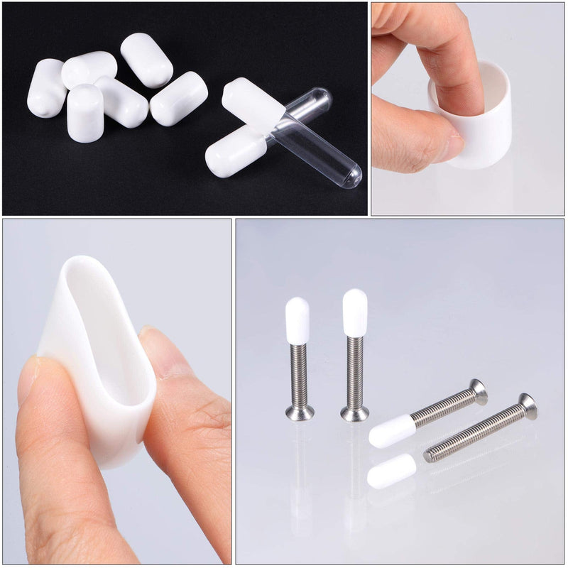  [AUSTRALIA] - uxcell 50pcs Round Rubber End Caps 5/32"(4mm) White Vinyl Cover Screw Thread Protectors 4mm x 15mm