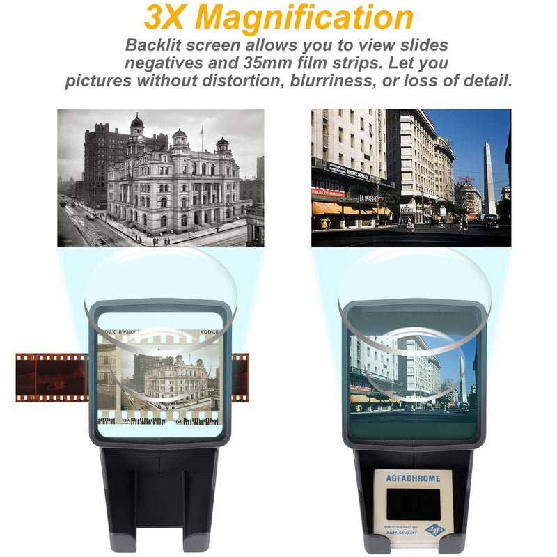  [AUSTRALIA] - Slide Viewer, 3X Magnification and LED Lighted Illuminated Viewing for Slides and 35mm Film Negatives, USB Powered Cable Included