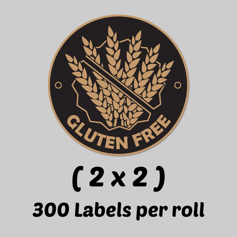 Tuco Deals Gluten Free Sticker, Celiac Warning Label for Food Allergies (2 inch, Brown, 2 Rolls Per Pack) - LeoForward Australia