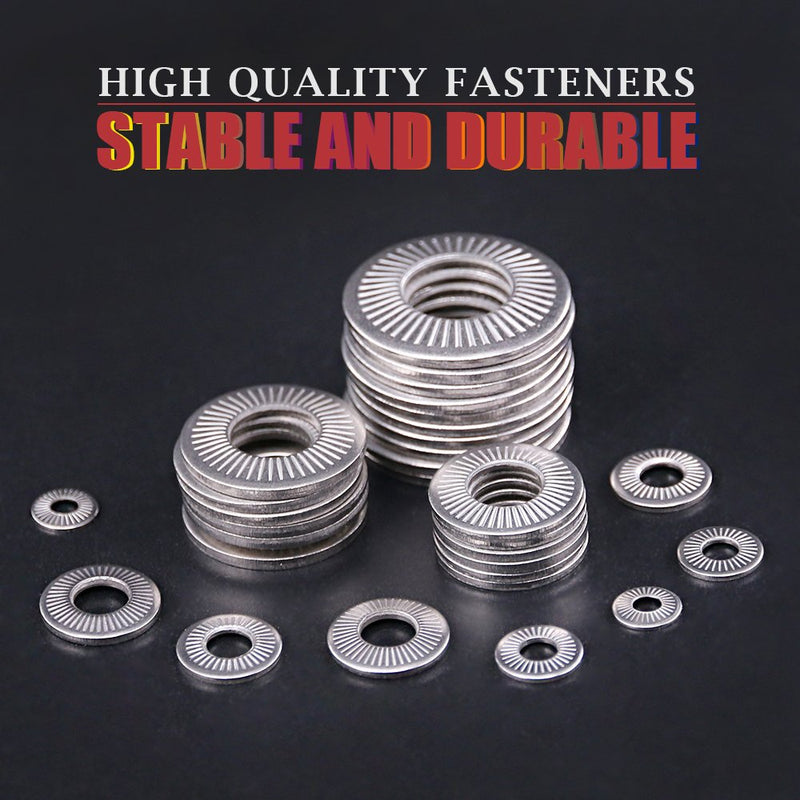  [AUSTRALIA] - Hilitchi 128-Pcs [M3 - M12] Stainless Steel Washers Metric 304 Stainless Steel Belleville Spring Disc Washer Assortment Set