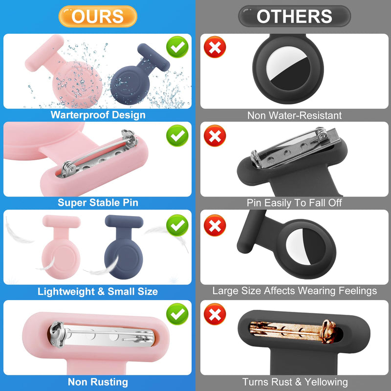  [AUSTRALIA] - Waterproof Air Tag Holder for Kids (2 Pack), Hidden Air Tag Case with Pin, GPS Tracker Clip Compatible with Apple Airtag, Suitable for Toddlers, Children, Elderly, Clothing, Backpack, Luggage. Pink/Grey Blue