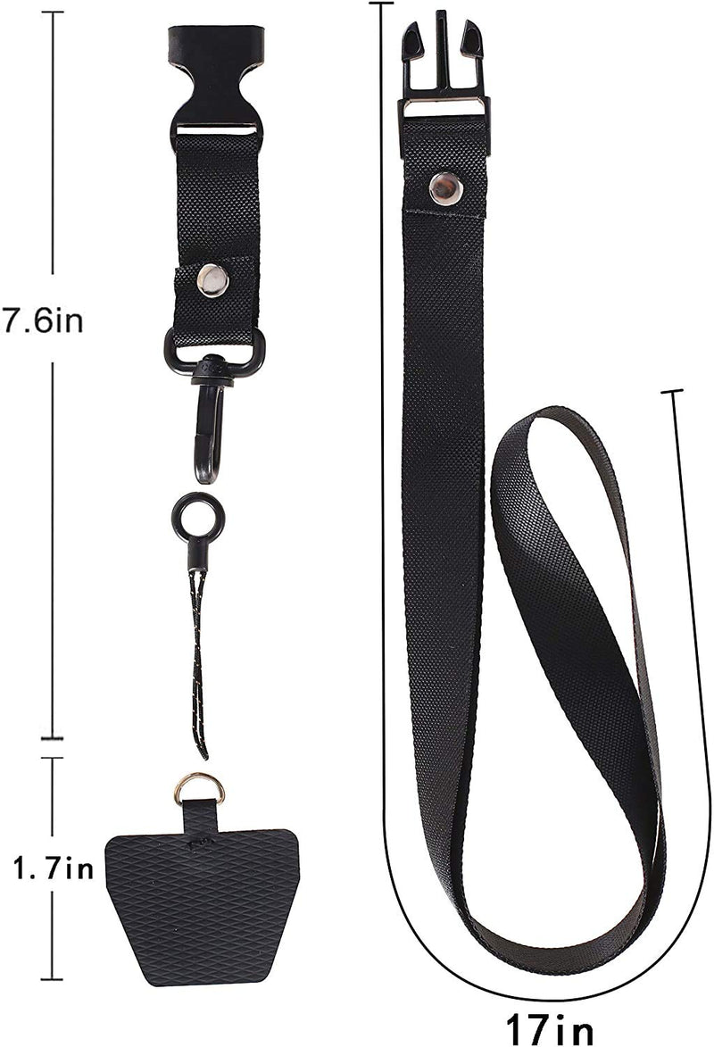  [AUSTRALIA] - [2 Pack] Cellphone Lanyard Tether, Universal Detachable Neck Strap with Patch for Most Cell Phone Case & iPhone Case (Black+Leopard) Black+Leopard