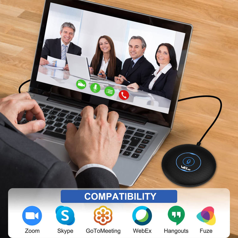  [AUSTRALIA] - Conference USB Microphone, VeGue 360° Omnidirectional Laptop PC Computer External Conference Mic with Mute Button, Compatible with MacOS Windows for Zoom Meeting, Online Learning, Skype VD-60 Black