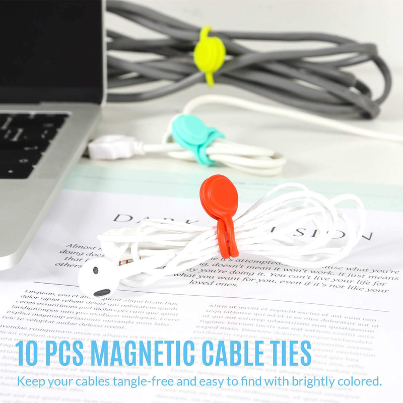  [AUSTRALIA] - Magnetic Cable Ties 10 PCS Reusable Cable Organizers Earbuds Cords USB Cable Manager Keeper Wrap Ties Straps Bookmark Clips Whiteboard Noticeboard Fridge Magnets for Office, School, Home Organization