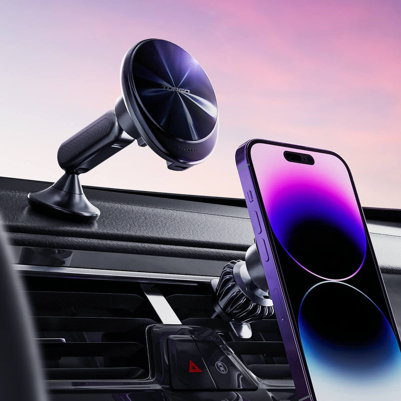  [AUSTRALIA] - TOPGO Magnetic Wireless Car Charger Holder Compatible with MagSafe Car Mount for Car Strong Magnet Fast Charging Fit for iPhone 14/13/12