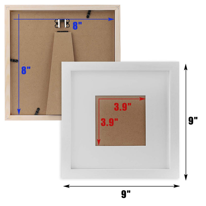  [AUSTRALIA] - 8x8 White Picture Frames Square Nature Solid Wood 2 Pack for Wall Mounting and Tabletop Display 8x8