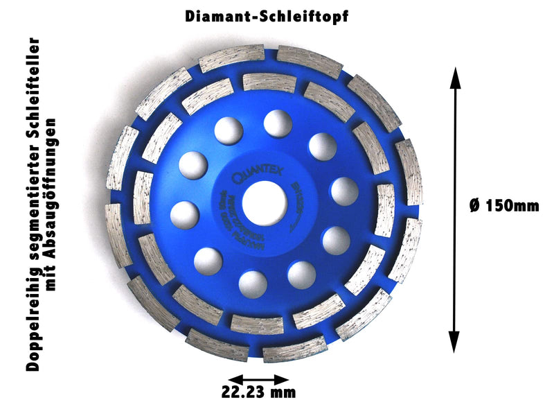  [AUSTRALIA] - Pack of 2 QUANTEX diamond cup wheels 150mm for concrete grinders and angle grinders. Cup wheel, grinding plate, grinding wheel.