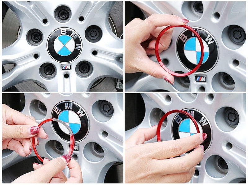 Duoles 4 Pieces Alloy Car Wheel Rim Center Cap Hub Rings Decoration for Audi A3 A4 A5 Q3 Q5 Q7 TT Quattro, BMW X1 X3 X5 1 3 5 6 7 Series (Red) Red - LeoForward Australia