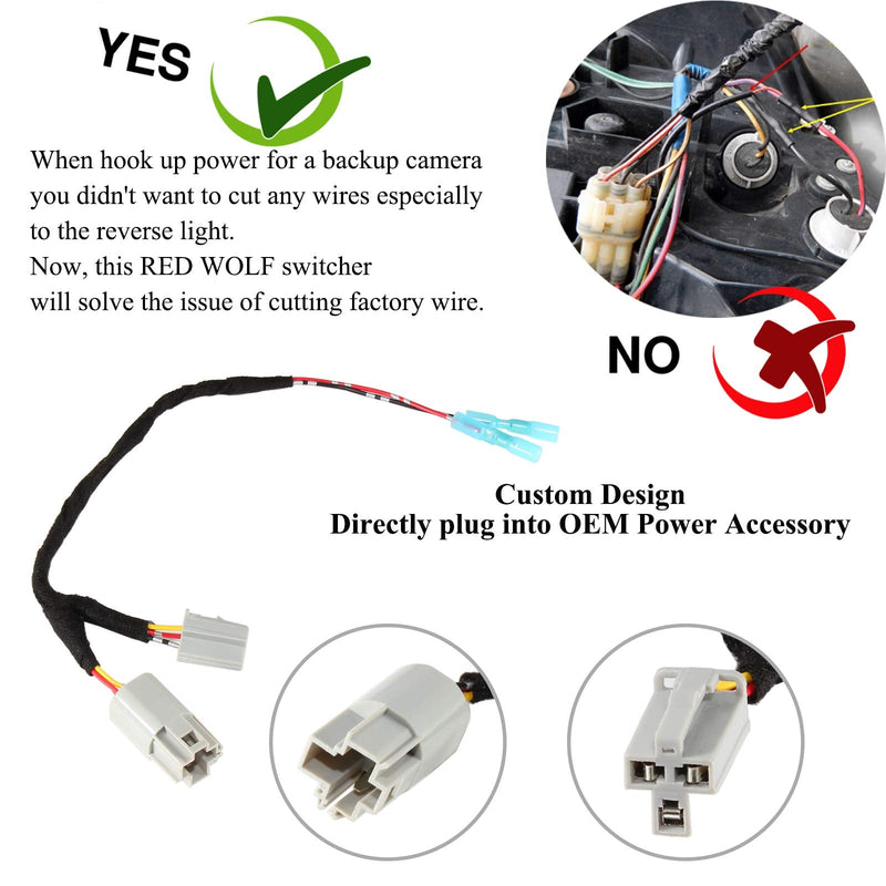  [AUSTRALIA] - RED WOLF for 2001-2022 Jeep Wrangler JK JKU TJ Unlimited OEM Power Outlet 12 Volt Power Adapter Wire Harness Switch Socket to Add Backup Camera GMRS Driving Detector