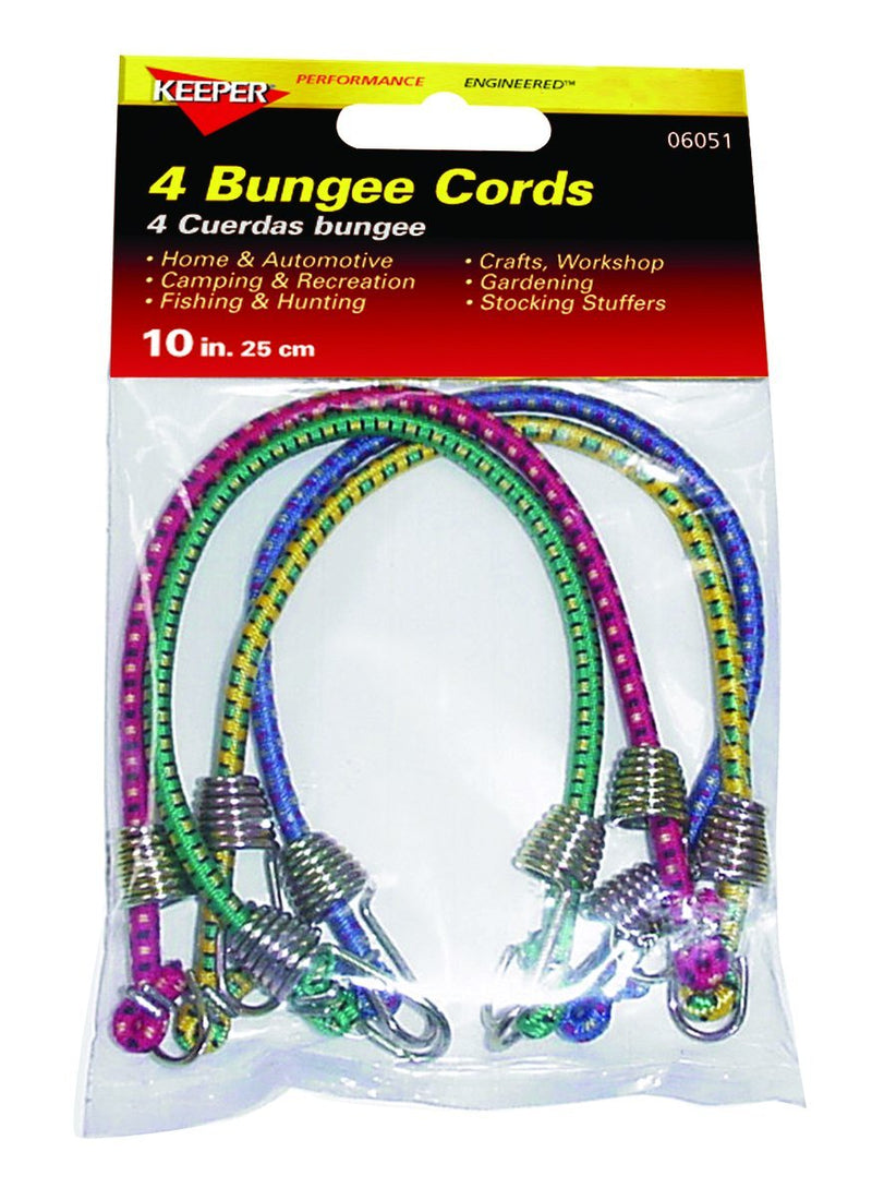  [AUSTRALIA] - Keeper 06051 10" Mini Bungee Cord, 4 Pack