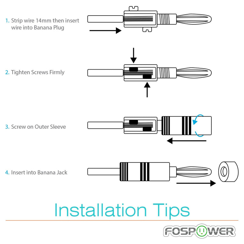  [AUSTRALIA] - FosPower Banana Plugs 2 Pairs / 4 pcs, Closed Screw 24K Gold Plated Banana Speaker Plug Connectors for Speaker Wire, Wall Plate, Home Theater, Audio/Video Receiver, Amplifiers and Sound Systems