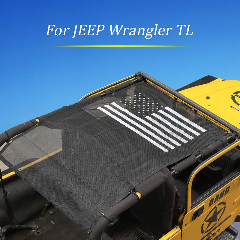  [AUSTRALIA] - JeCar Mesh Roof Sunshade Durable Polyester Bikini Top Cover for 1997-2006 Jeep Wrangler TJ, US Flag