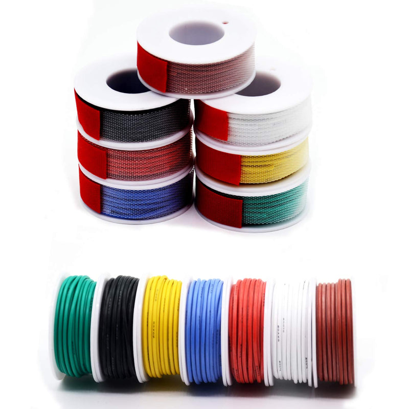  [AUSTRALIA] - 20awg Silicone Electrical Wire Cable 7 Colors (23ft Each) 20 Gauge Hookup Wires kit Stranded Tinned Copper Wire Flexible and Soft for DIY 20awg-Stranded