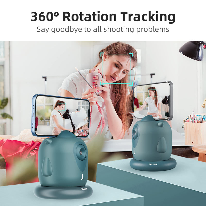  [AUSTRALIA] - Auto Face Tracking Mount with Phone Holder Clip, 360 Smart Selfie Tripod Fast Motion Moving Body Tracker for Smartphone GoPro Action Camera SLR Mirrorless Video Vlog Live Streaming Meeting