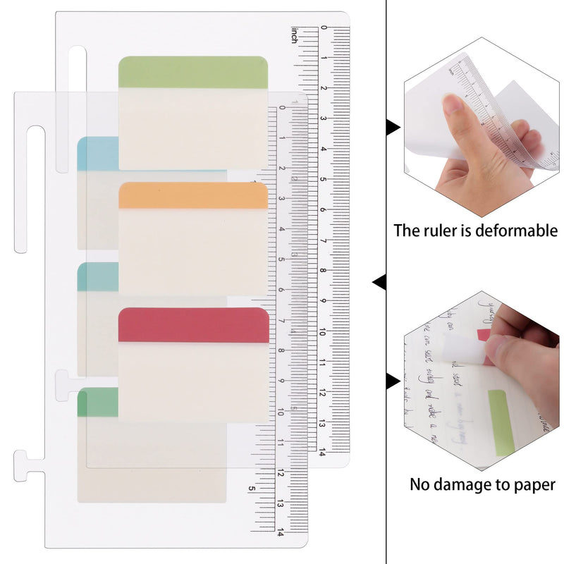  [AUSTRALIA] - 540 Pieces Divider Sticky Index Tabs Set for School Office Supplies, Rectangle Blank Self-Stick Bookmark Index, 6 Colors, 1.8x1.4 Inch, A6 Clear Loose-Leaf Plate with Metric & English Ruler 1.8 x 1.4 Inch
