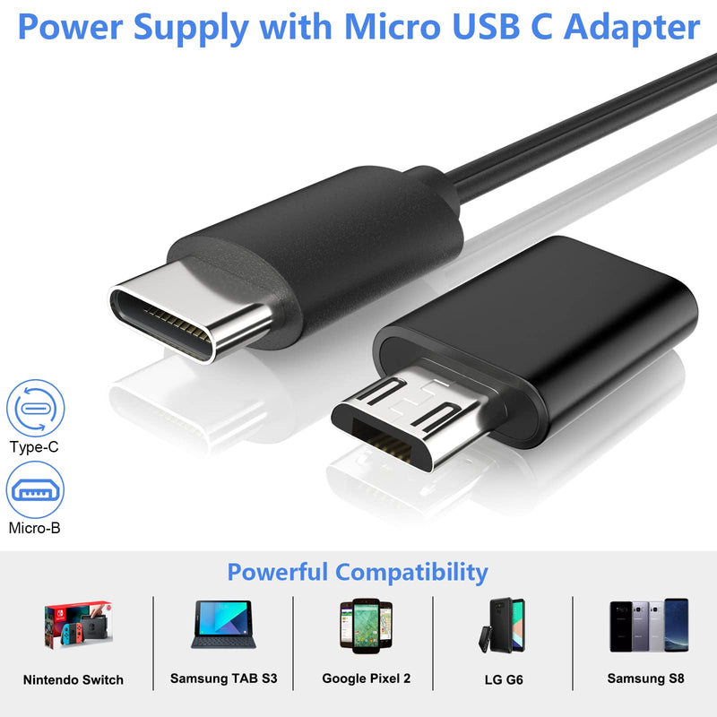  [AUSTRALIA] - Miuzei Raspberry Pi 4 Power Supply with Switch, 5V 3A Power Supply Compatible with Raspberry Pi 4 Model B, USB-C Charger Power Adapter for RPI 4B, with Type-C & Micro USB Adapter for Raspberry Pi 3B+