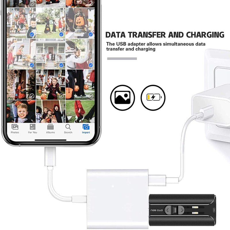  [AUSTRALIA] - sharllen Lightning USB Camera Adapter,Apple Certified USB Female OTG Reader Connector Charging Port Phone Charger Cable Cord Compatible iPhone/iPad/iPod,USB Drive,MIDI Keyboard,Mouse iOS9.2-14+