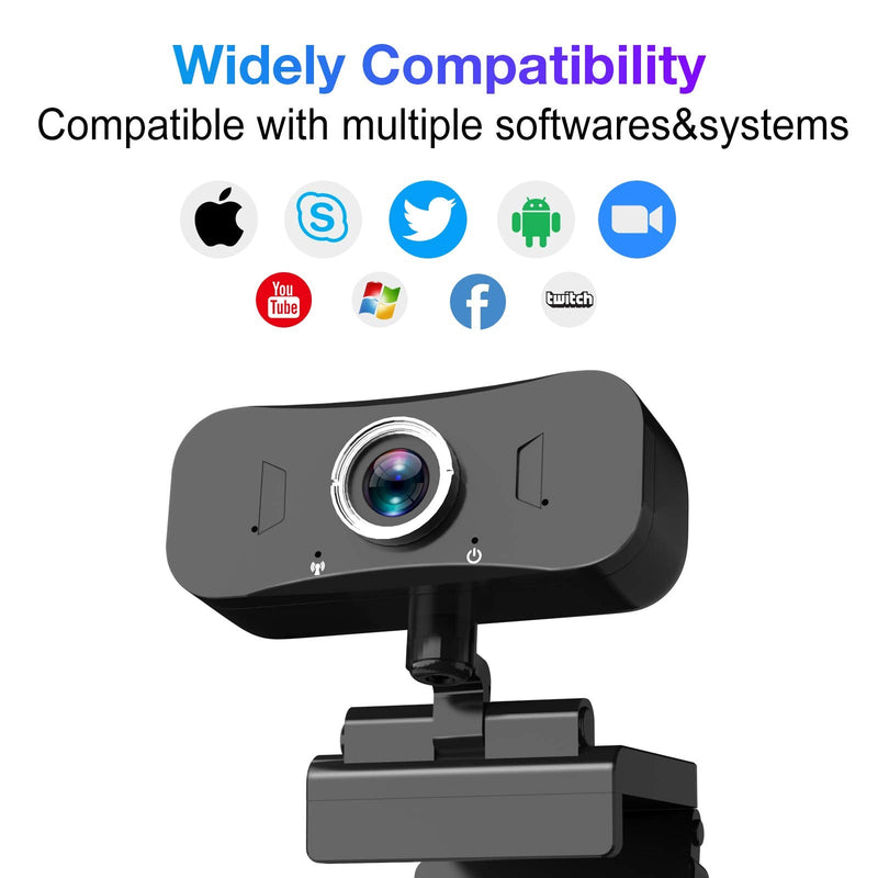  [AUSTRALIA] - Webcam with Microphone for Desktop, 1080P HD USB Computer Cameras with Privacy Cover&Webcam Tripod, Streaming Webcam with Flexible Rotatable Wide Angle Webcam for PC Zoom Video/Gaming/Laptop/Skype