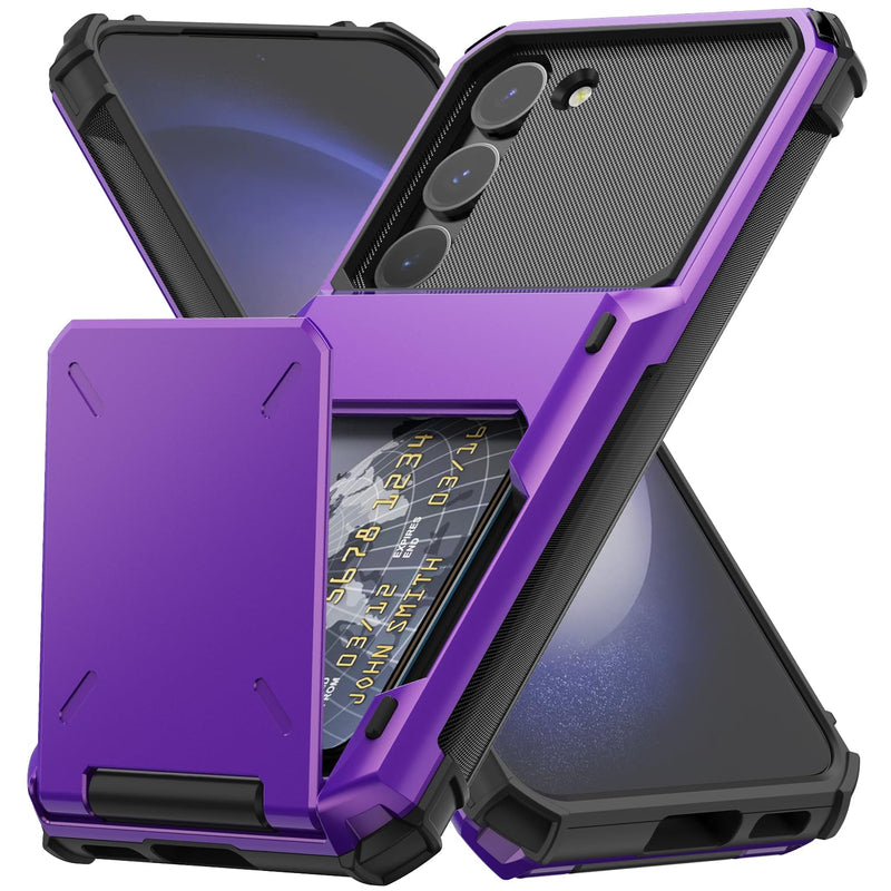  [AUSTRALIA] - LakiBeibi for Samsung Galaxy S23 Case,Dual Layer Anti-Slip Galaxy S23 Case Wallet with Hidden Card Slot Storage 5 Cards Hard Shell Shockproof Phone Case for Samsung Galaxy S23 5G 6.1 Inches,Purple Galaxy S23 6.1"-(S) Purple