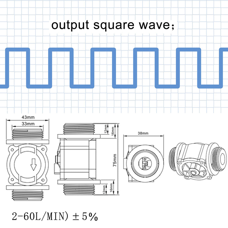  [AUSTRALIA] - DIGITEN G1" Water Flow Hall Effect Sensor Switch Flow Meter Flowmeter Counter 1-60L/min
