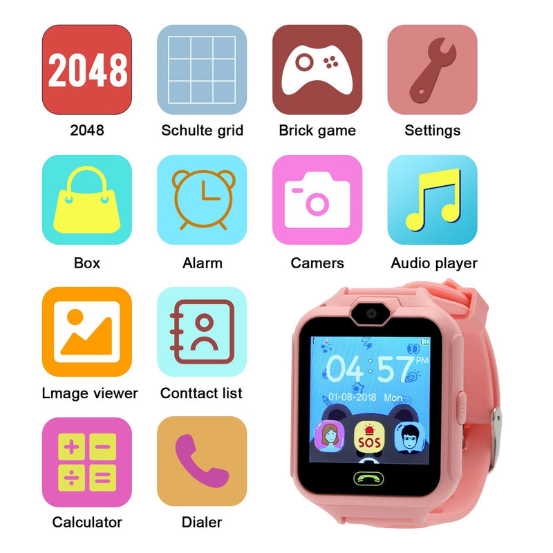  [AUSTRALIA] - AOLEE Kids Phone Smart Watch Games Watch for 4-15 Years Old Children Digital Watch Touch Screen Camera Anti-Lost Pedometer Clock etc (Pink)